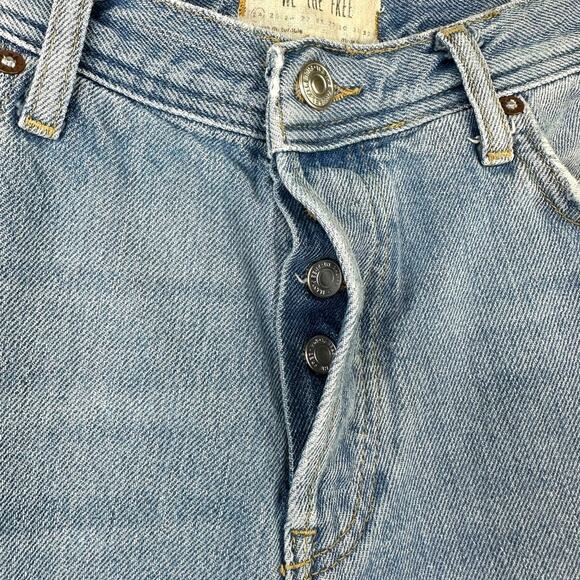 Free People We The Free Maggie Light Stone Straight Distressed Frayed Jeans - Picture 4 of 9